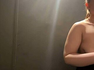 Horny bbw teen blonde plays big natural tits outdoors with clamps