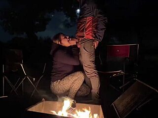 Using my pussy outdoors at camp risking getting caught fucking