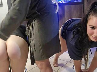 spanking those nude chubby asses with hot face reactions