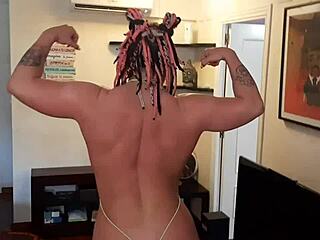 muscular mature wife in micro bikini squirts from huge pussy creampie