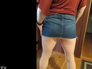 check out this cute shy redhead milf rubbing her pussy through white pantyhose