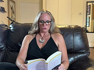 nina nite's steamy reading session teases her fitness curves and big natural tits