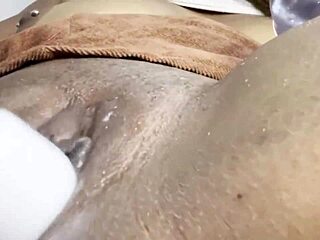 big dildo stretches ebony's huge clit pussy to squirting cream orgasms