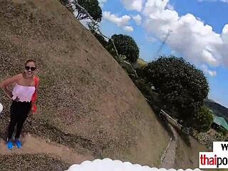 hey little thai teen, how's that big white cock feel sliding down your cute throat outdoors?