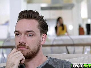 stunning brunette claire black drops to knees for deep suck