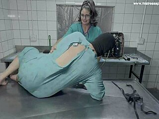 i own this bound patient slave in my latex clinic as dominatrix mistress april demands total cock humiliation