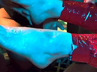 kinky foot party tempts bound feet licking and domination