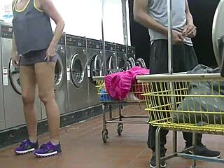 laundromat surprise with sheer outfit and bold encounter pt1