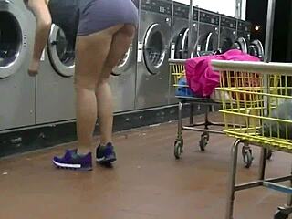 laundromat surprise with sheer outfit and bold encounter pt1