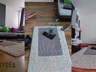 hot sweaty naked latina workout ass shaking gym socks bent over triple cam view