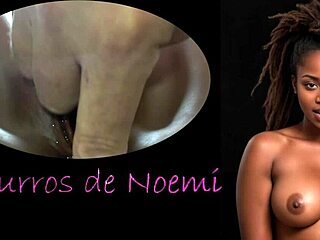 noemi's whispers got me stroking my cock to her shaved ebony pussy massage orgasm