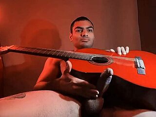 CHINESE BODYBUILDER FUCKS GUITAR WITH MONSTER COCK STYLE