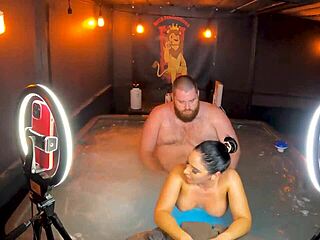 Sheena Ryder rides cock deepthroat blowjob in hot tub jacuzzi screaming