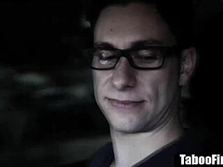 Fake instructor tempts blonde teen on outdoor drive lesson