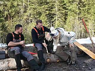 Sexy Snowboarder Brittany Bardot Takes DP Threesome From Lumberjacks Ass To Mouth