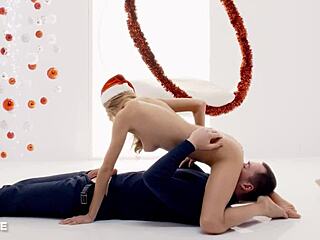 Christmas facesitting with sexy Ukrainian teen Nancy A grinding juicy pussy