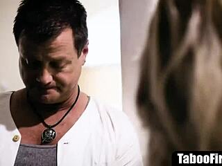 sleazy stepuncle fingers his teen stepniece then fucks her shaved pussy hard