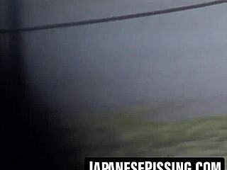 cute japanese girl floods bathroom floor with pee then wipes it clean