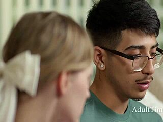 virgin 18yo cheerleader fucks dorky friend to spite jocks' v-card bet