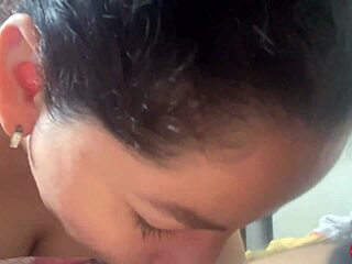 Curvy latina babyluna939 wakes up sucking huge cock deepthroat then swallows full breakfast cumshot on big natural tits