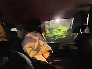 After wild party pool fuck this wife jerks stranger's monster cock in uber publicly