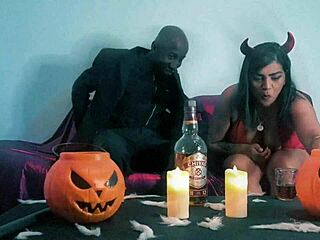 Halloween leak shows wife's hairy pussy filled raw without condom gaping wide