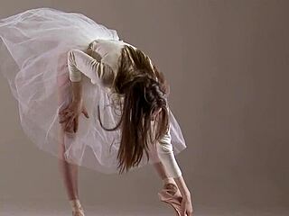 Blonde Russian Gymnast Stretches Flexible Body Nude in Gym Yoga Workout