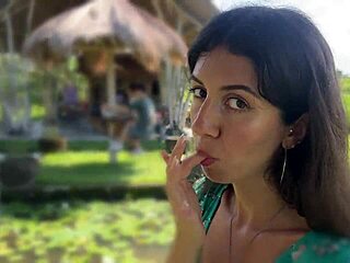 public cumwalk cafe pasta topped with fresh sperm facial